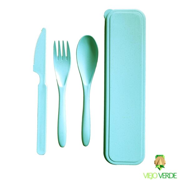 Kit de cubiertos hechos de fibra de trigo 1 Cubiertos-de-trigo-verdes