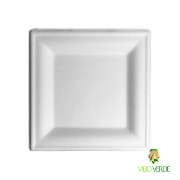 Platos cuadrados de bagazo de caña 26 cm x 50 uds. 1 Plato cuadrado de bagazo de caña