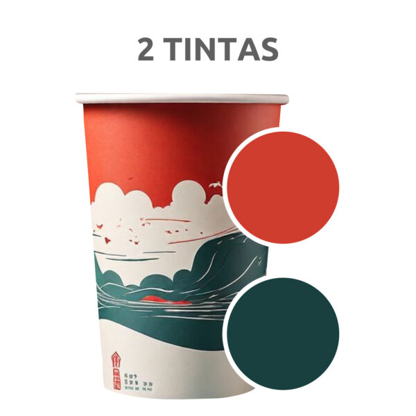 2-tintas Vasos de cartón personalizados • 5.000 unidades
