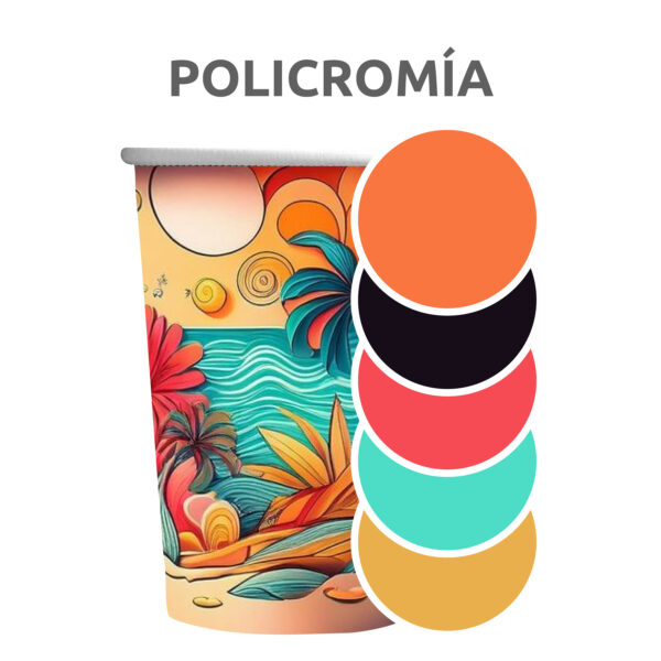 4-Policromía Vasos de cartón personalizados • 5.000 unidades